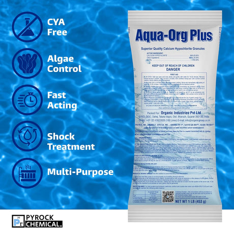 Pool Shock by Aqua Org Plus - 65% Granular Cal Hypo - Swimming Pool Shock for In-Ground, Above Ground, Spas & Hot Tubs 1 LB Bags