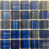 Glass tile - gold blue brush 1" x 1" - 8csbvv324