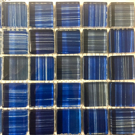 Glass tile - gold blue brush 1" x 1" - 8csbvv324