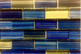 Glass tile gold blue brush 2'' x 1'' - 8cshvv324