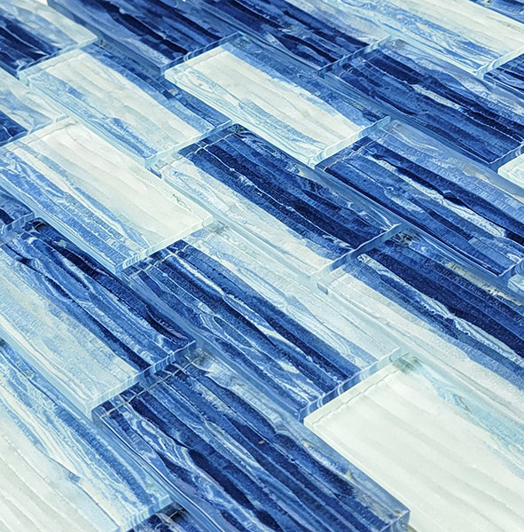 Glass tile blue blend 1.5" x 3" - gm8153b3