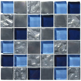 Glass tile - blue blend 1" x 1" - gx82323b16