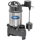 Superior Pump - 1/2 HP Stainless/Cast Iron Sump Pump - Side Discharge w/Tethered Float - 92588