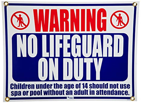Pentair sign no lifeguard 24 x 18 - r230500