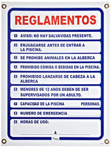 Pentair sign pool rule spanish 18 x 24 - r233700