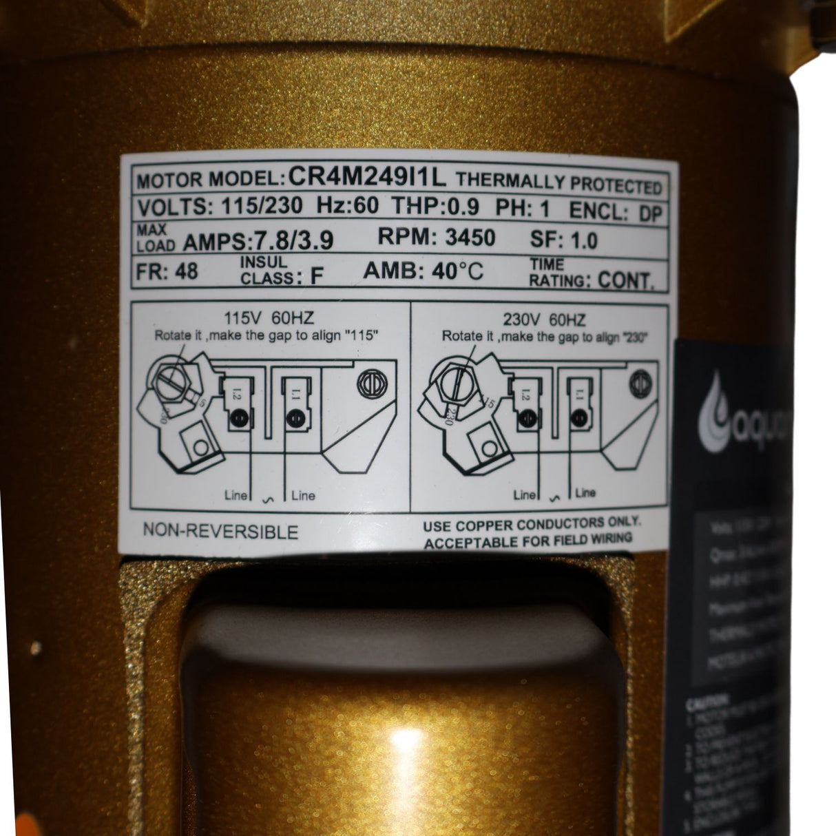 Aquamax Pool Pump 1 HP w/ Union Parts & Schematics